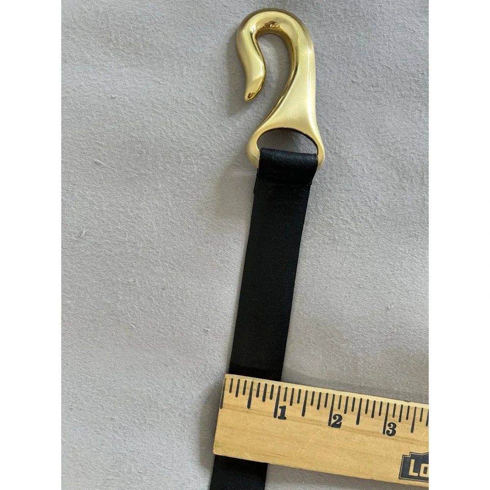 Chico's Womens Black M/L Adjustable Gold Tone‎ Claw Buckle Leather Belt